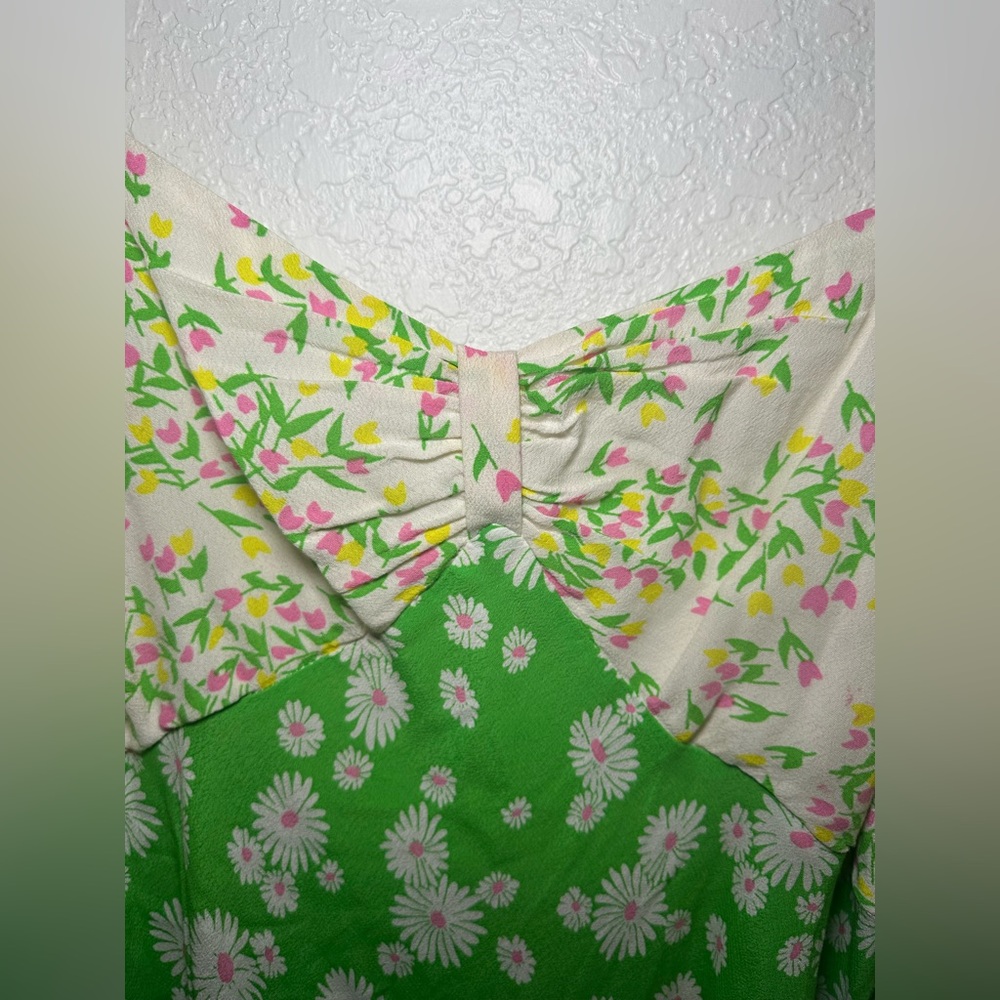 RIXO Daisy Long Puff Sleeve Swing Women’s Green Floral Maxi Dress Plus Size 16 - Picture 4 of 15